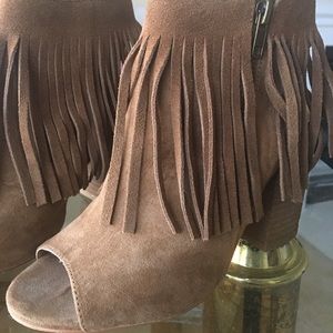 Fringed Booties - Tan Suede